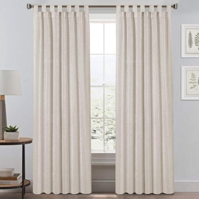 Light Reducing Natural Linen Curtains for Living Room/Bedroom Privacy Assured Semi Sheer Textured... | Amazon (US)