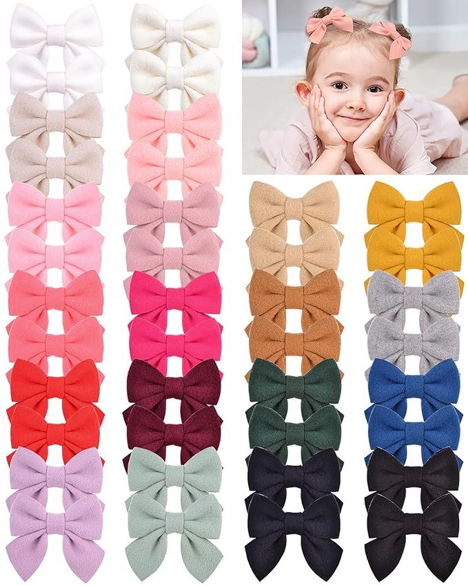 doboi 40PCS Baby Hair Bows Clips Felt Woolen Hair Accessories Hair Bows for Toddler Girls Infants... | Amazon (US)