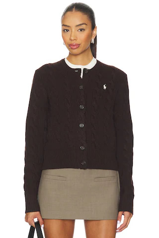 Polo Ralph Lauren Cable Knit Wool Cashmere Cardigan in Walnut Brown Melange from Revolve.com | Revolve Clothing (Global)