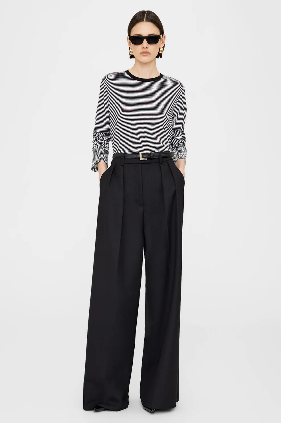 Rylan Tee - Black And White Stripe | Anine Bing