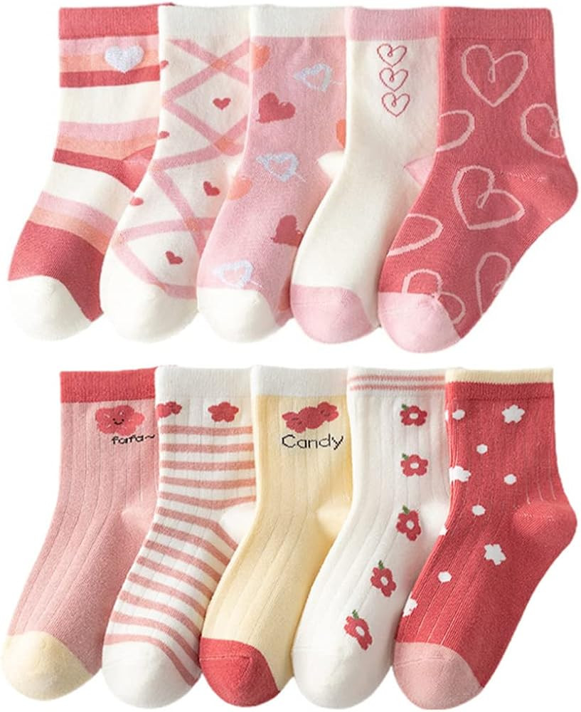 Kids Girls' Crew Socks Cute Casual Dress Cotton Socks 3-12 Years | Amazon (US)