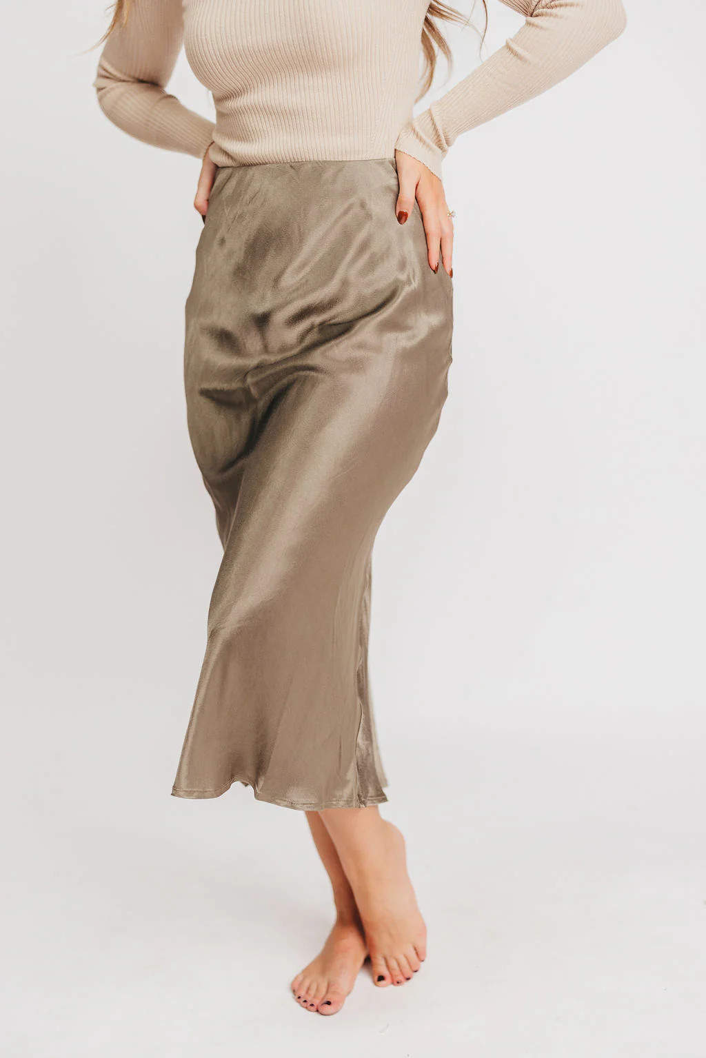 Satin Skirt in Olive | Worth Collective