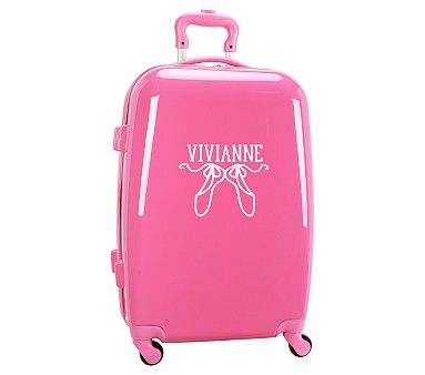 Mackenzie Bright Pink Solid Hard-Sided Spinner Luggage | Pottery Barn Kids