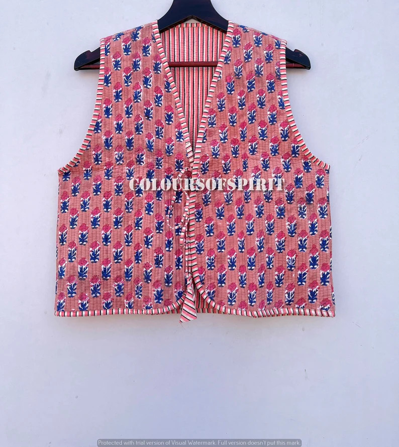 Cotton Women's Quilted Jacket Block Printed Boho Style Quilted Handmade Jackets, Coat Holidays Gi... | Etsy (US)