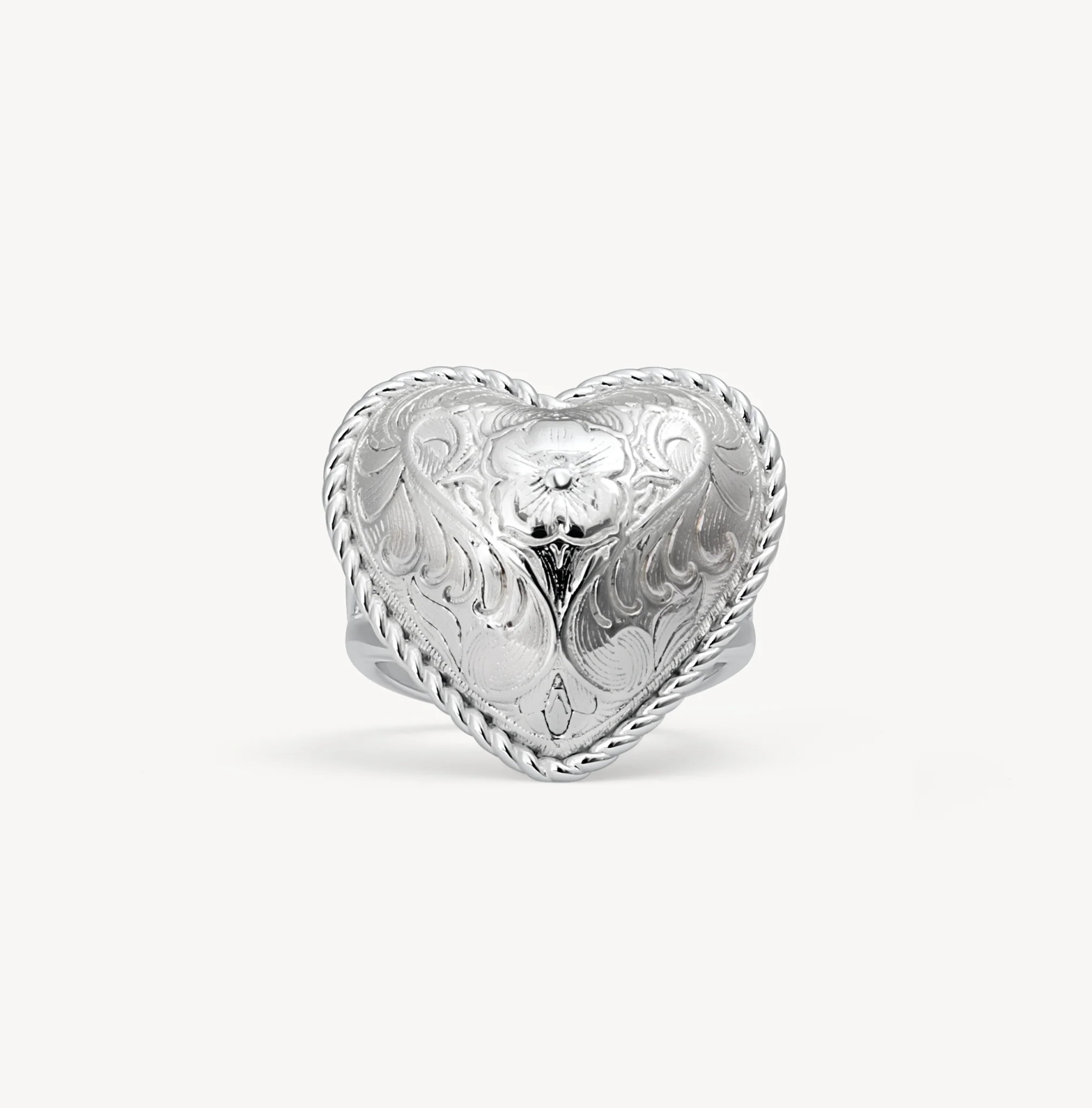 Etched Floral Heart Ring | Hillberg & Berk | Hillberg & Berk