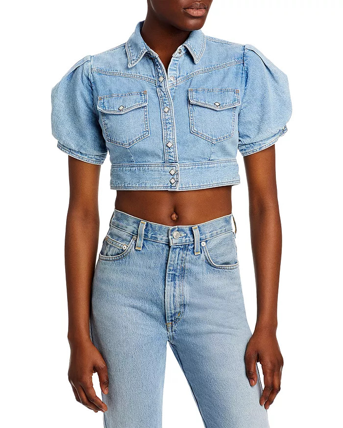 RE/DONE Puff Sleeve Cropped Denim Top Back to results -  Women - Bloomingdale's | Bloomingdale's (CA)