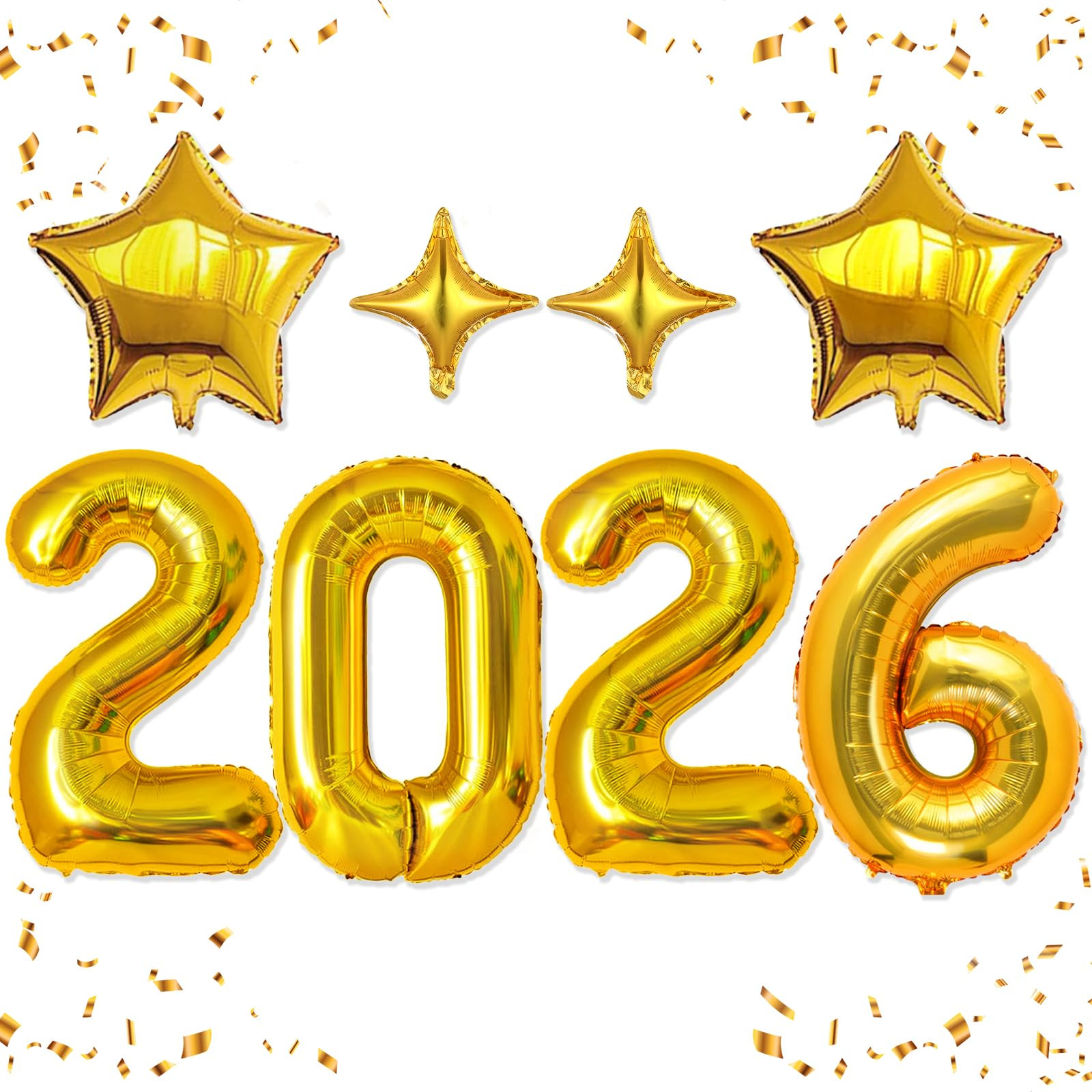 Upgraded, 42in Large 2026 Balloons Numbers, with 4pcs Star Balloon and Accessories (3D Premium Al... | Amazon (US)