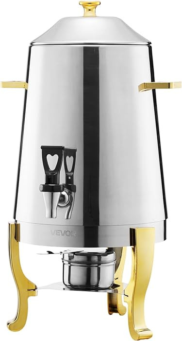 VEVOR Stainless Steel Beverage Dispenser, 3.4 Gallon Drink Dispenser with Alcohol Burner, Hot & C... | Amazon (US)