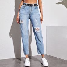 Ripped Mom Jeans Without Belt | SHEIN