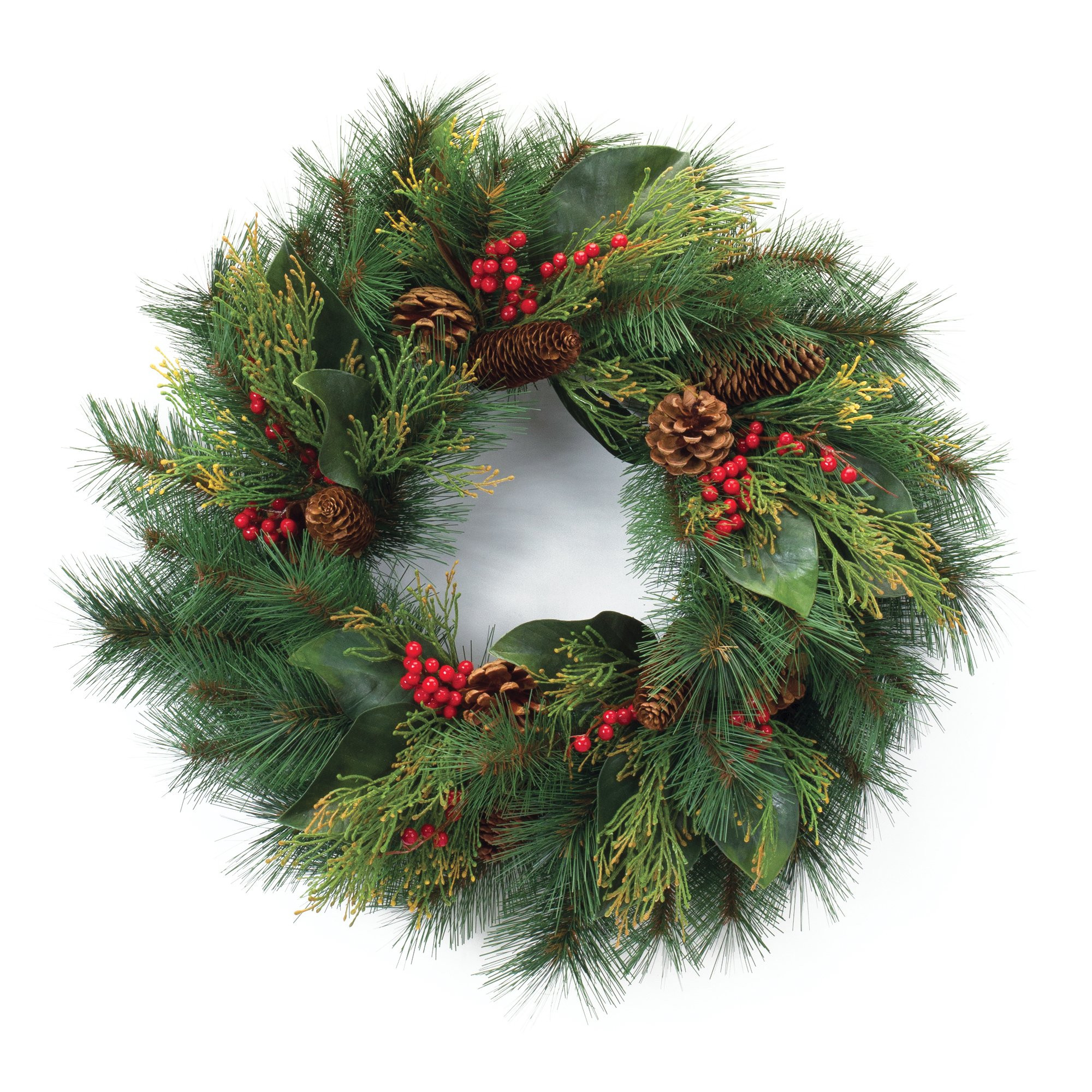 Melrose Pine with Magnolia Leaf and Berry Artificial Christmas Wreath, 23-Inch, Unlit - Walmart.c... | Walmart (US)