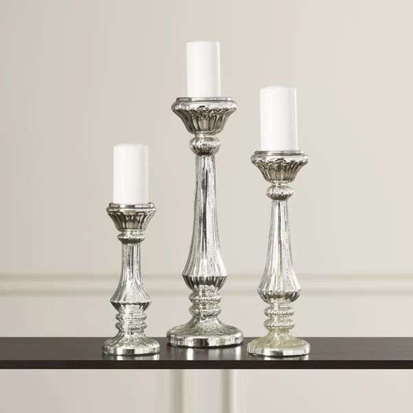 Beautiful Styled 3 Piece Glass Candlestick Set | Wayfair North America