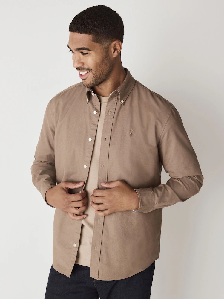 Stone Natural Regular Fit Oxford Long Sleeve Shirt | Next US