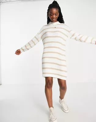 In The Style x Billie Faiers stripe sweater dress in stone multi | ASOS (Global)