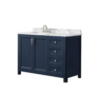 Home Decorators Collection Sandon 48 in. W x 22 in. D Bath Vanity in Midnight Blue with Marble Va... | The Home Depot