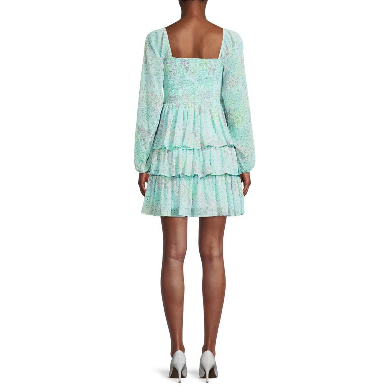 Madden NYC Women's Juniors' Triple Ruffle Smocked Peasant Dress | Walmart (US)