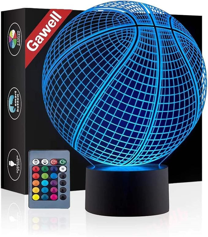 Basketball 3D Illusion Birthday Gift Lamp , Gawell 16 Colors Changing Touch Switch Xmas Decoratio... | Amazon (US)
