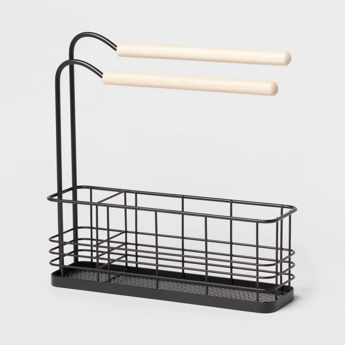 Wire Bath Caddy with Wood Hangbars Black - Brightroom™ | Target