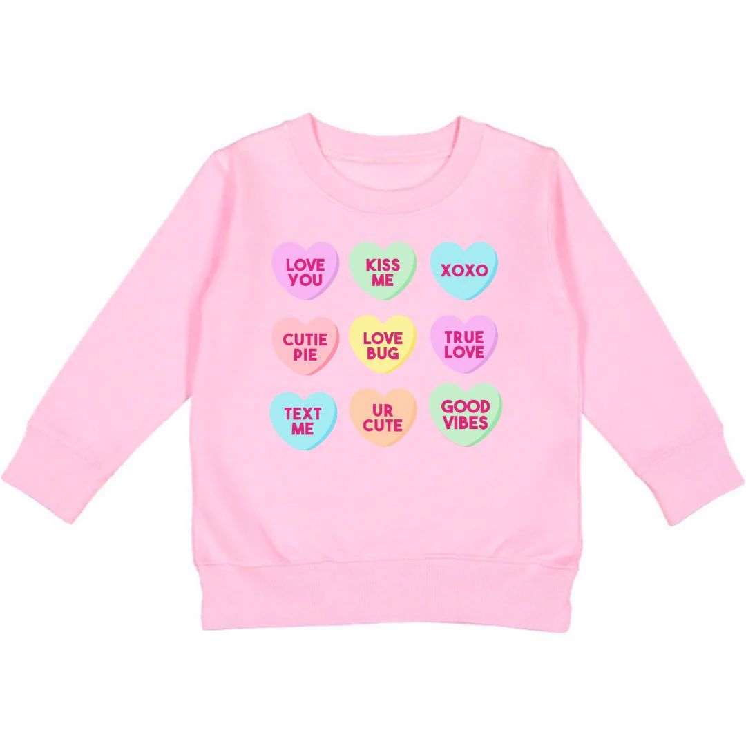 Candy Hearts Valentine's Day Sweatshirt - Pink | Sweet Wink