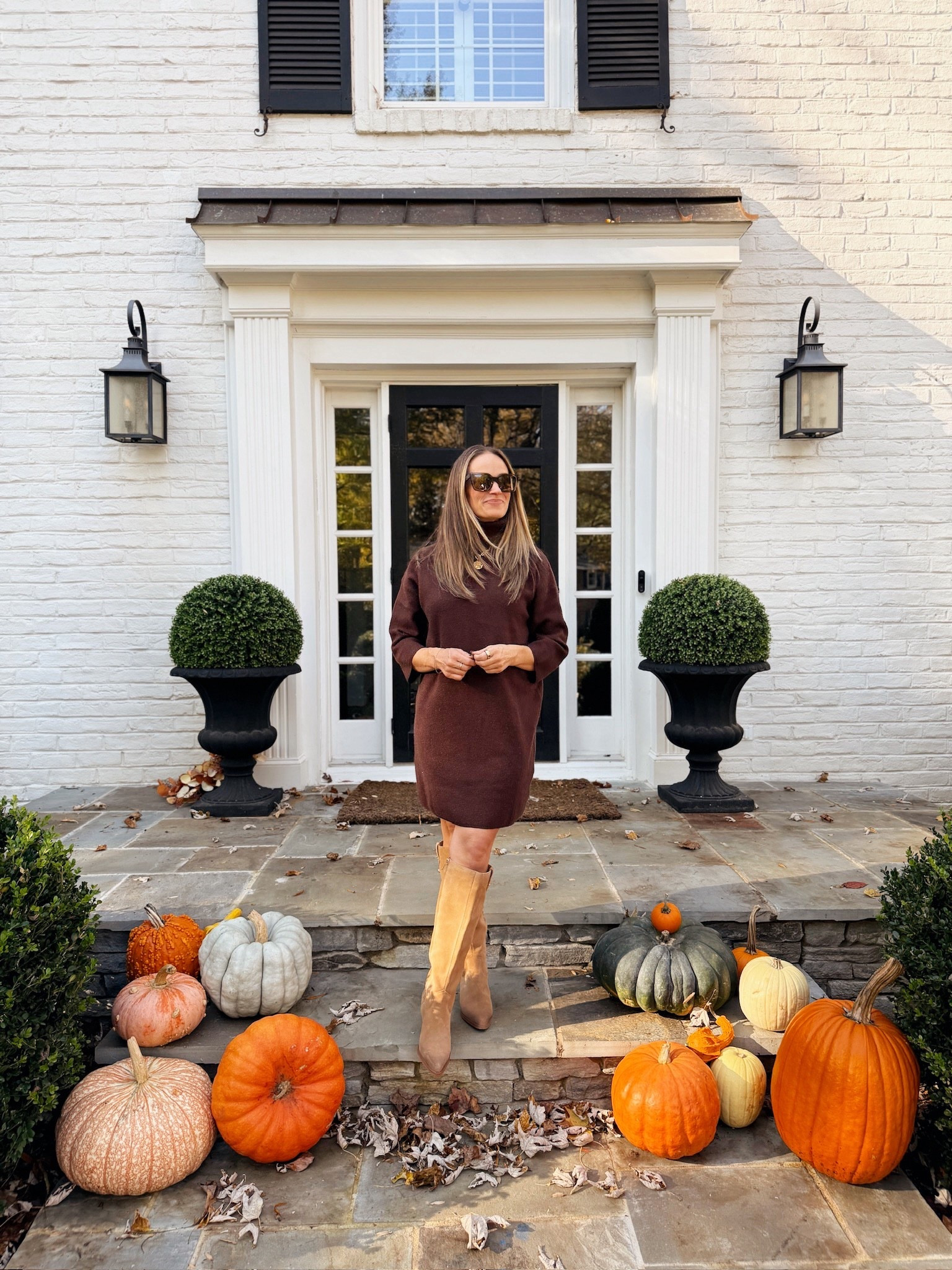 Thanksgiving outfit
Brown turtleneck sweater dress
Suede boots 
Cat eye sunglasses


#LTKStyleTip #LTKSeasonal #LTKHoliday