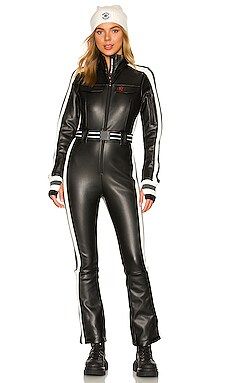 Perfect Moment Crystal Soft Shell Faux Leather One Piece in Black from Revolve.com | Revolve Clothing (Global)