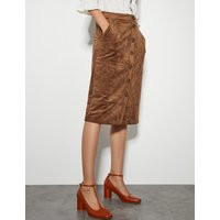 Monsoon Women's Suedette Button Front Knee Length A-Line Skirt - 22 - Brown, Brown | Marks & Spencer (UK)