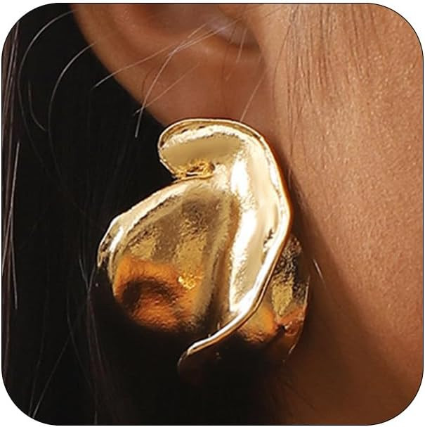 Chunky Large Gold Vintage Statement Earrings for Women Dainty Oversized Metal Geometric Dangle Ea... | Amazon (US)