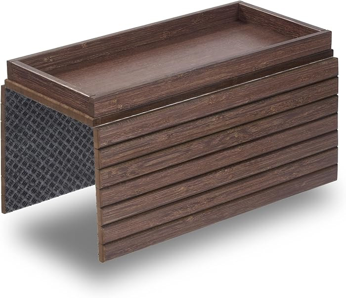 DETOR Couch Arm Tray with Spacious 12.4" x 5.4" Storage Box, Brown-Stained Bamboo Finish, Enhance... | Amazon (US)