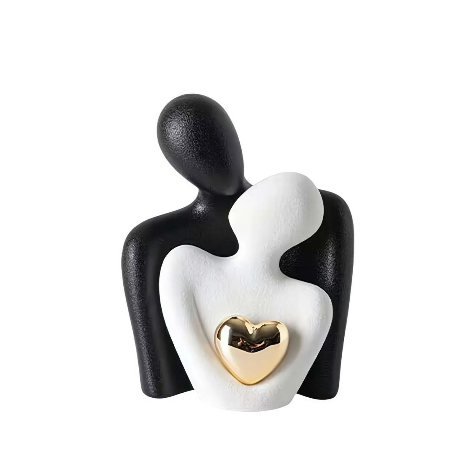 Golden Heart Bond Expression Sculpture, Porcelain Romantic Couple Figurines Statue Black Aestheti... | Walmart (US)