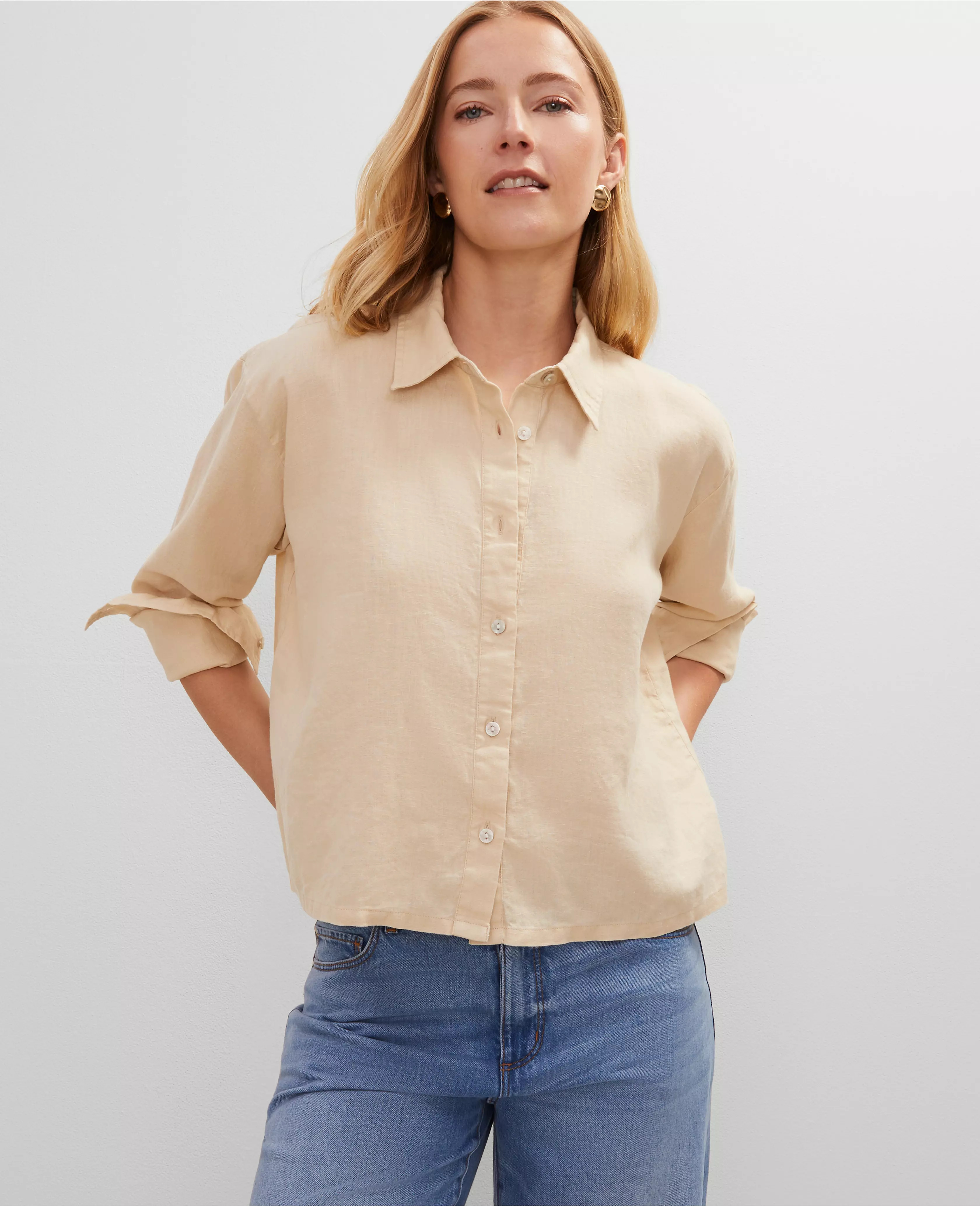 Cropped Linen Shirt | Ann Taylor