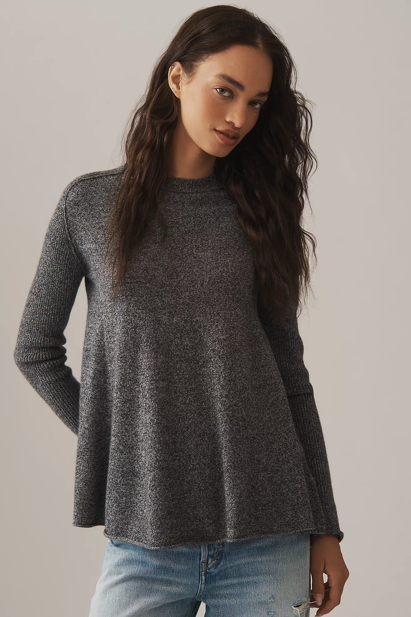 Maeve Crew-Neck Cashmere Swing Sweater | Anthropologie (US)