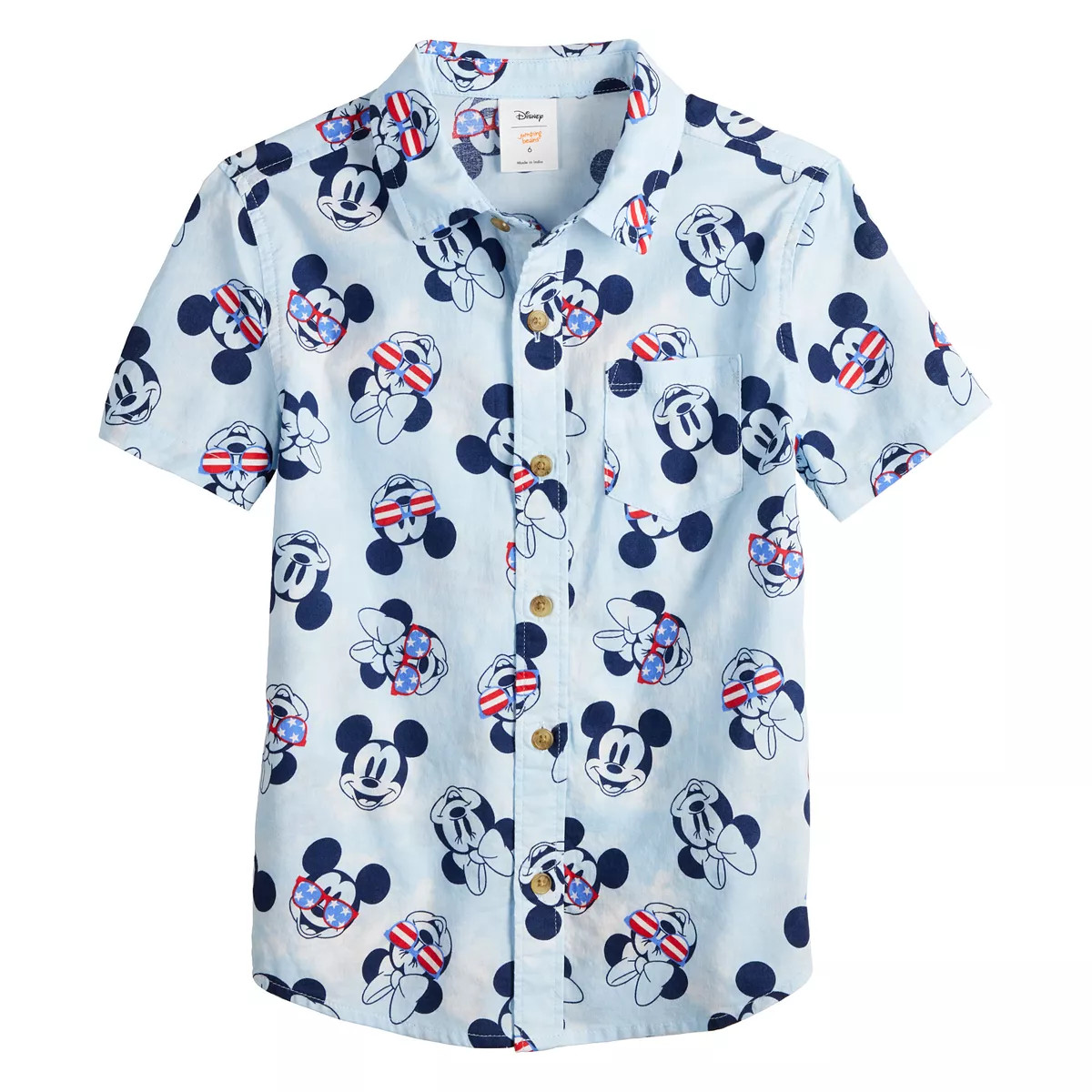 Disney's Mickey Mouse & Minnie Mouse Boys 4-8 Americana Allover Print Button-Down Shirt by Jumpin... | Kohl's