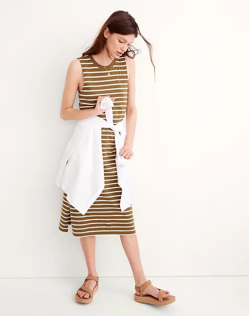 Organic Cotton Crewneck Tank Midi Dress in Stripe | Madewell