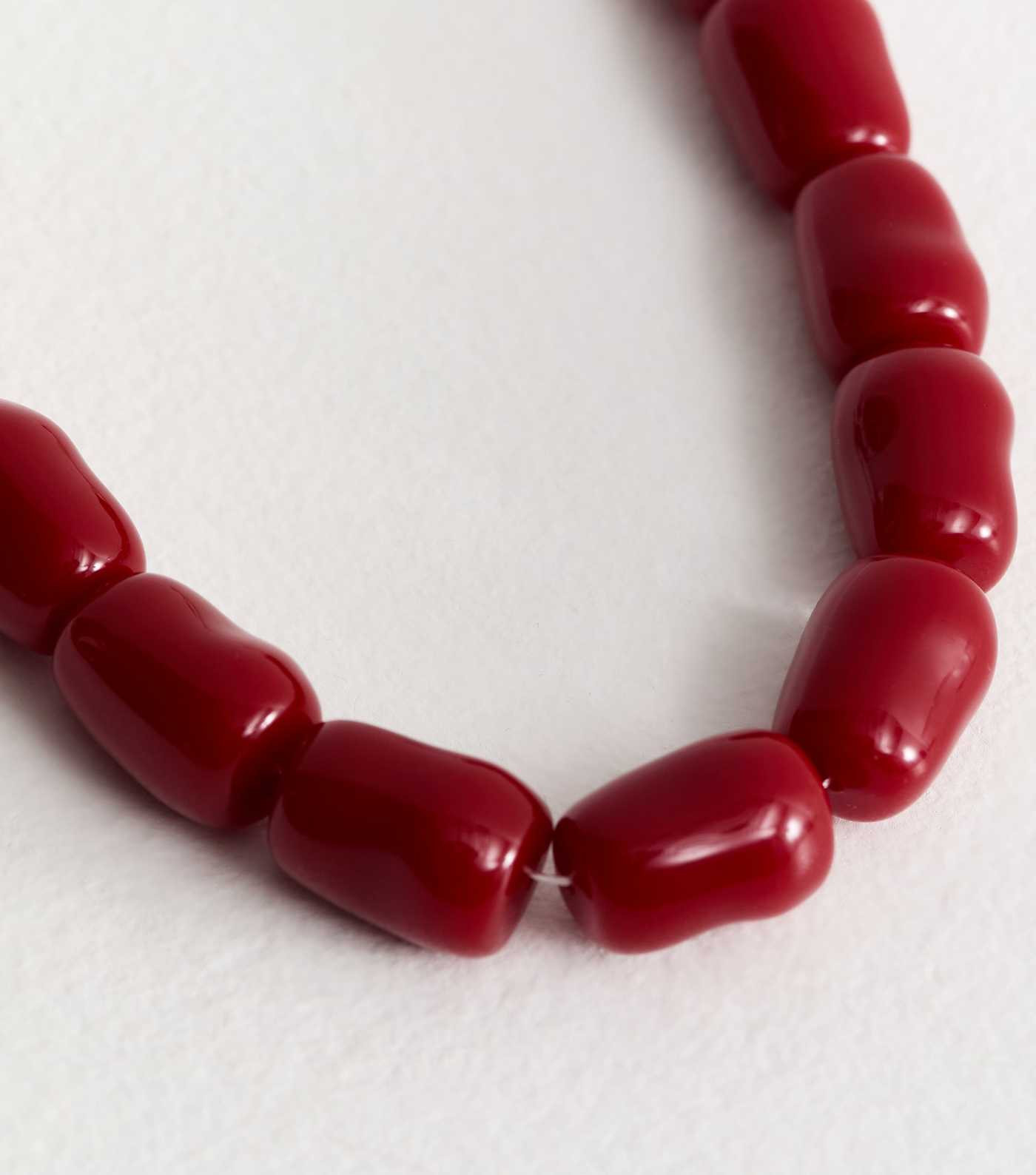Red Square Resin Bead Necklace | New Look | New Look (UK)