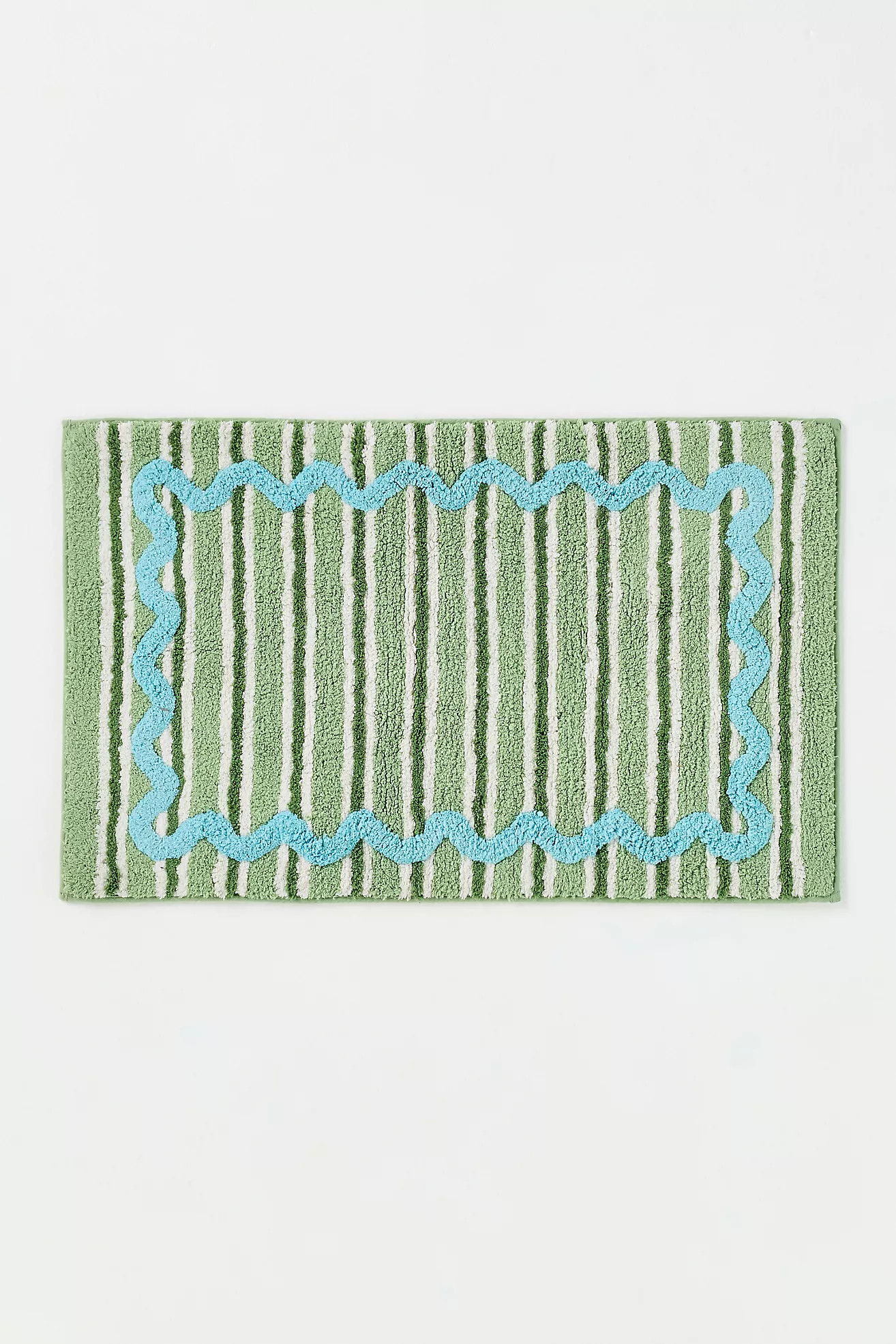 Maeve Madeline Cotton Tufted Stripe Scallop Bath Mat | Anthropologie (US)