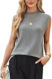 Arach&Cloz Women 2024 Fall Wool Blended Mock Neck Sleeveless Sweater Vest Business Casual Knit To... | Amazon (US)