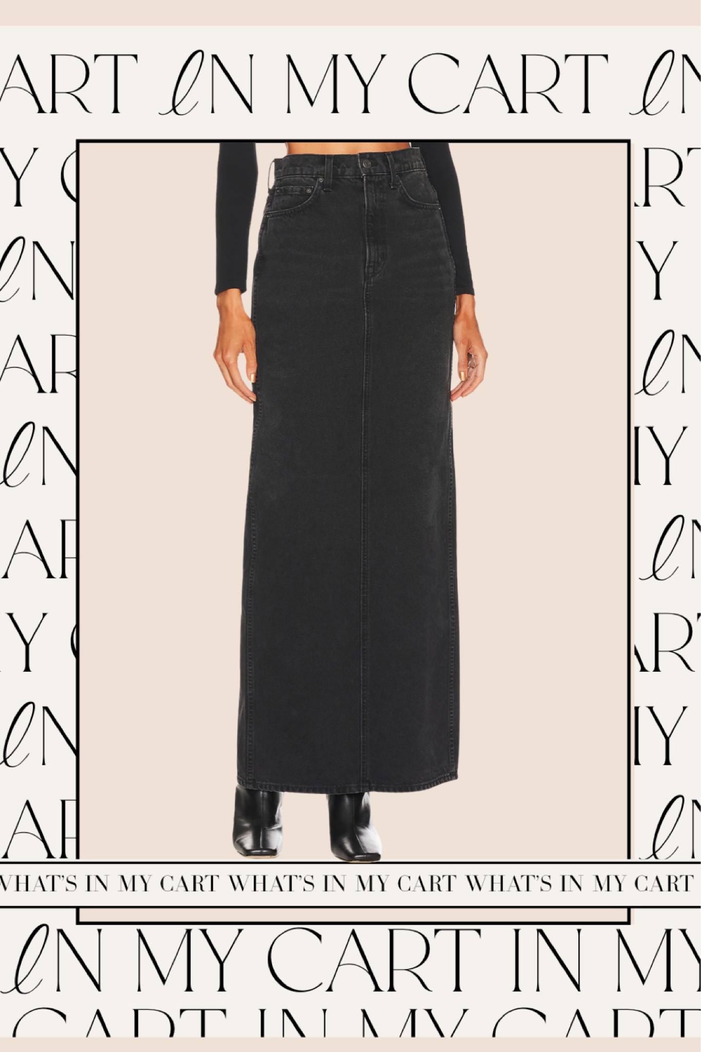 Revolve black denim maxi skirt 

#LTKstyletip #LTKSeasonal