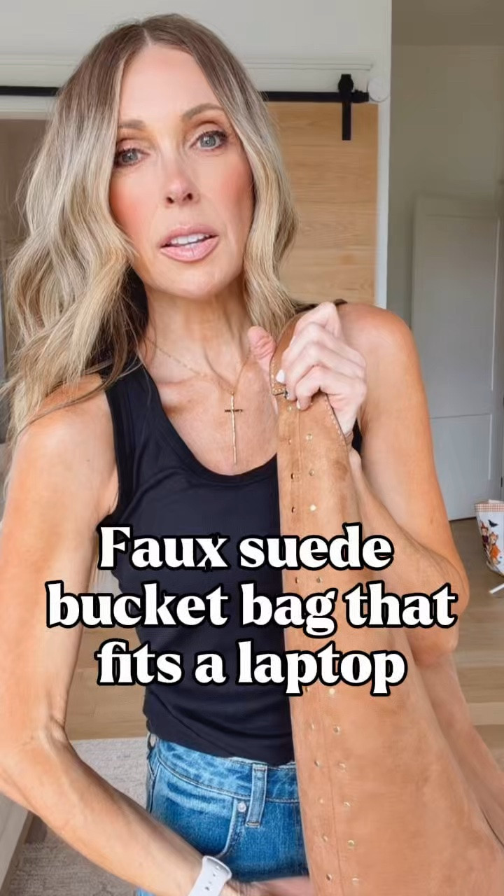 The faux-suede bucket bag that you can use as a purse it laptop bag!