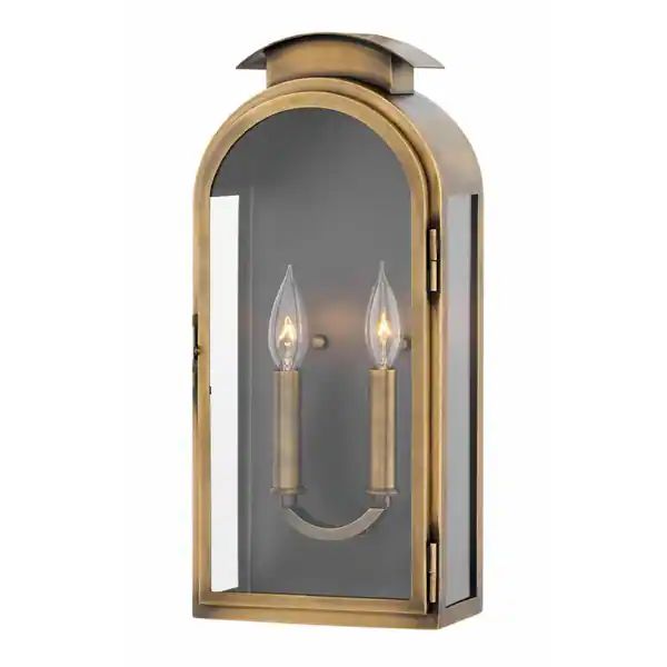 Hinkley Rowley 2-Light Outdoor Wall Mount in Light Antique Brass - Overstock - 22656784 | Bed Bath & Beyond