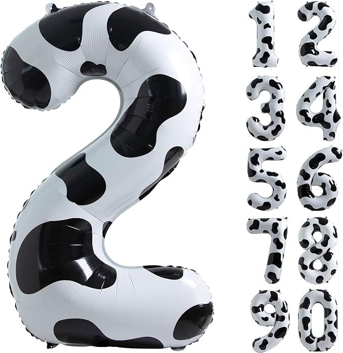 Cow Print Balloon Birthday Decorations Supplies,Moo Moo Im Two Birthday Decorations | 40 inch Num... | Amazon (US)