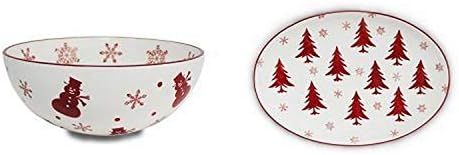 Euro Ceramica Winterfest Dinnerware Serving Basics Holiday Bundle – 1 Piece Oval Platter + 1 Pi... | Amazon (US)