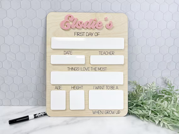 Back to School Sign First Day of School Sign Personalized Dry - Etsy | Etsy (US)