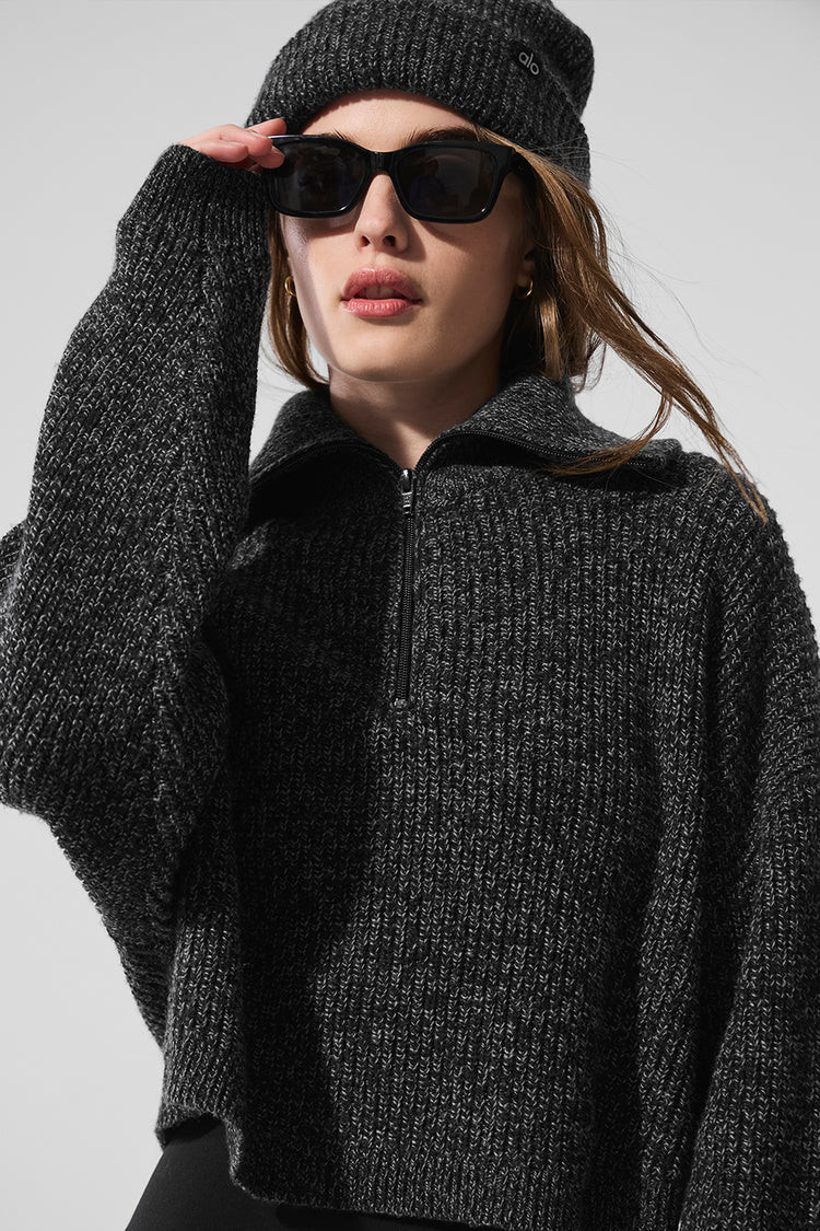 Marl Sweater 1/4 Zip Pullover - Black Marl | Alo Yoga (US)