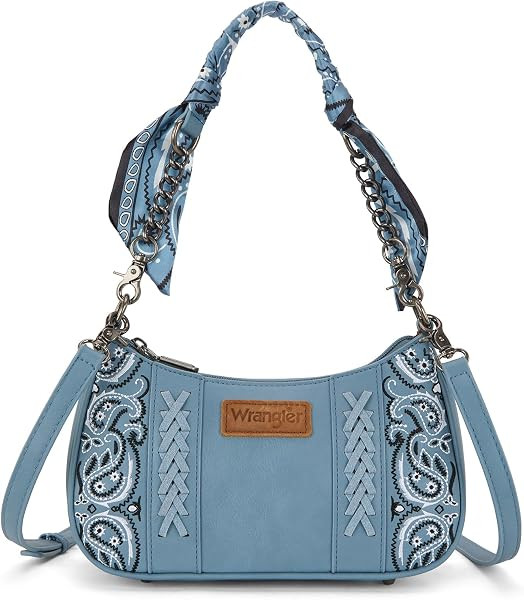 Wrangler Shoulder Bag for Women Western Purse with Bandana Handle and Removable Crossbody Strap | Amazon (US)