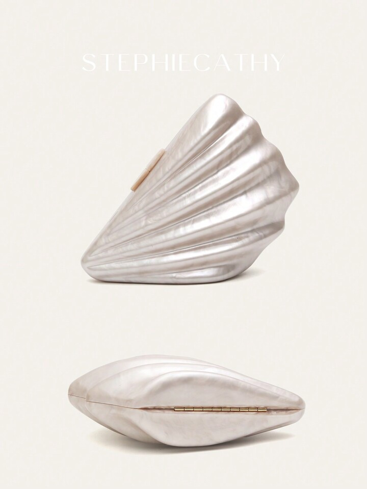 CEZIRA Luxury Acrylic Shell Shape Clutch Magnet Closure Metal Long Chain Cross Body Bag Elegant E... | SHEIN