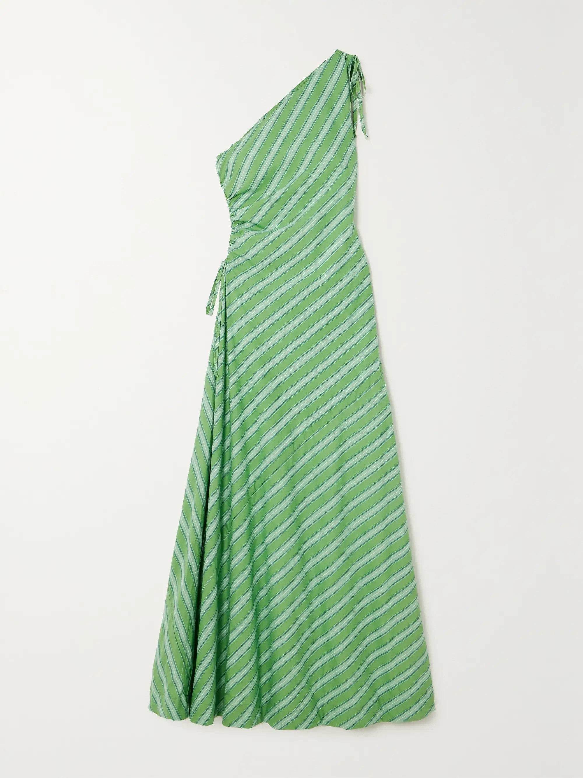 + NET SUSTAIN Laureles one-shoulder striped organic cotton-poplin maxi dress | NET-A-PORTER (US)