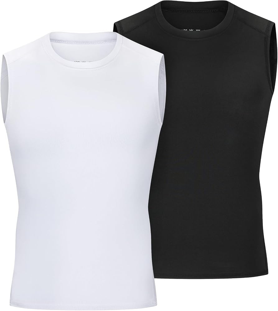 Youth Boys Sleeveless Compression Shirt Basketball Football Undershirt Quick Dry Kids Athletic Ta... | Amazon (US)