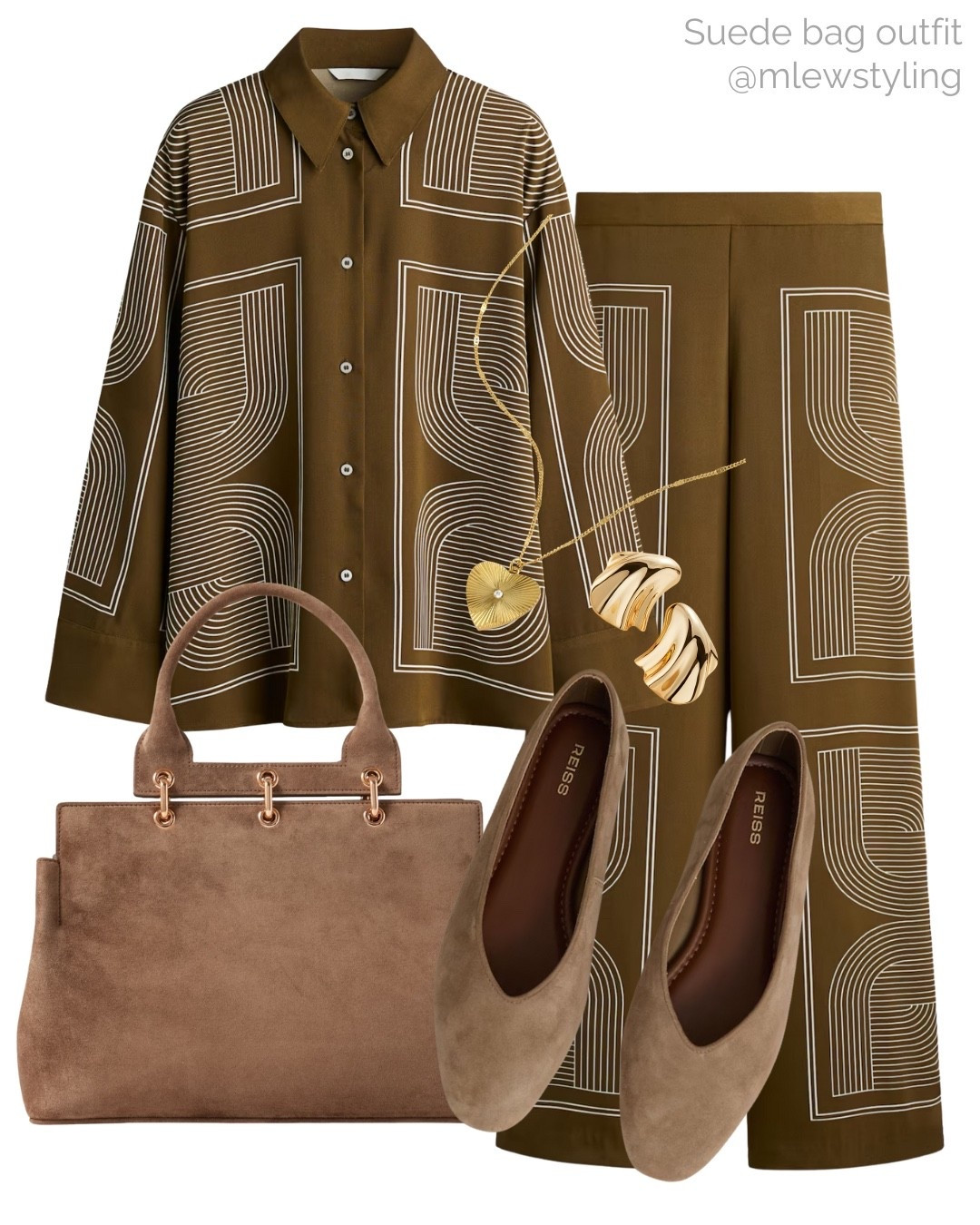 Chic matching set new-in from H&M 🤎

Tags: toteme dupe, co-ord, suede ballet flats, brown suede tote bag, Jenny bird gold earrings, heart necklace, casual workwear, fall office outfit, neutral aesthetic, teacher outfit 

#LTKWorkwear #LTKShoeCrush #LTKItBag