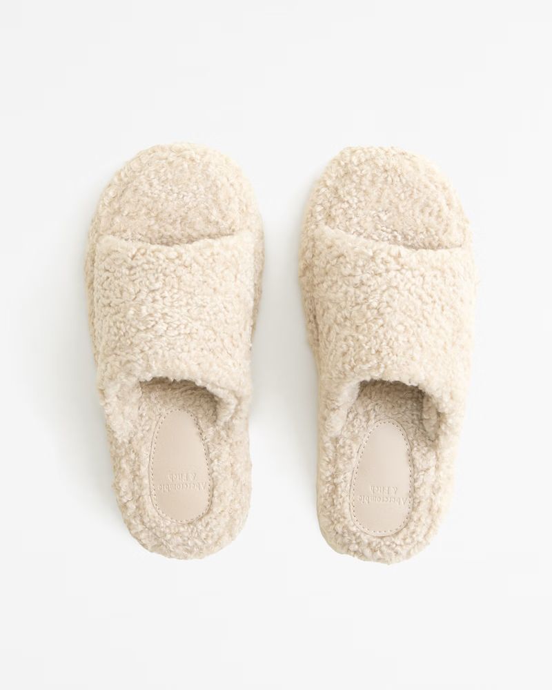 Open-Toe Sherpa Slippers | Abercrombie & Fitch (US)