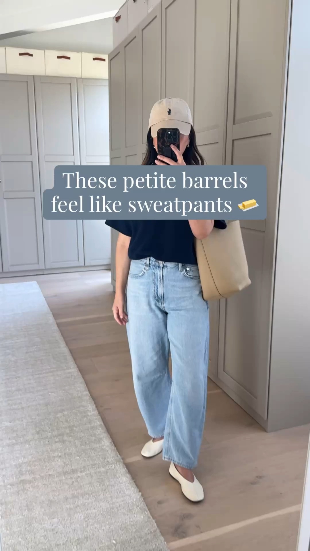 The best petite barrels!!!! This specific wash is so soft  - like sweatpants. 

Citizens of Humanity petite 25
Everlane tee medium
J.crew cashmere tee medium
Reformation flats 5
Polo Ralph Lauren hat
The Row tote - small
Dorsey James necklace 15”
Electric Picks earrings

Petite style, spring outfits 2026, summer outfits

#LTKootd #LTKmomlife #LTKPetite