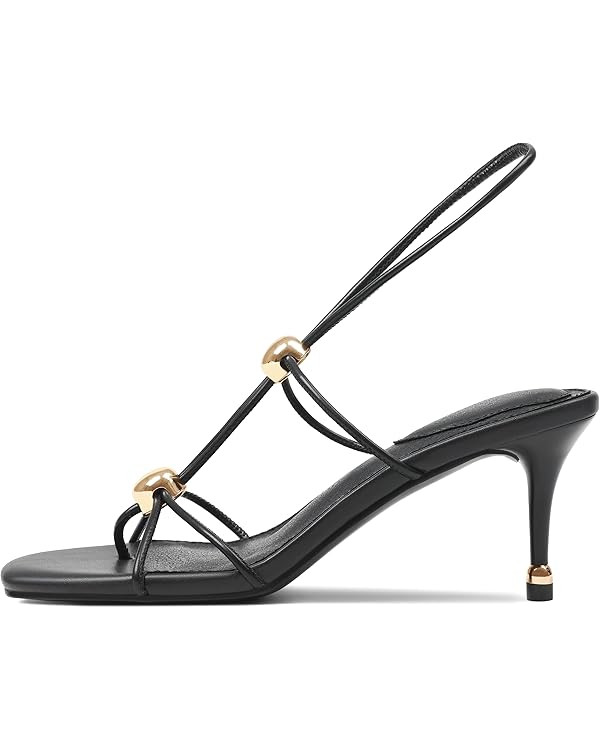 SaraIris Women's Black Sandals Flip Flops Ankle Strap Open Toe Kitten Heels Dress Summer Shoes | Amazon (US)